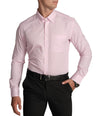 Formal Full Sleeve Slim Fit Button-Down Collar Shirt in Check-Light Pink