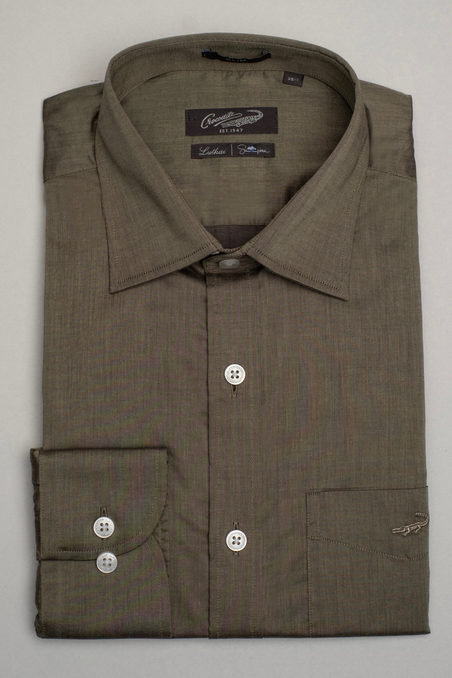 Crocodile Formal Core Plain Slim Fit-Olive