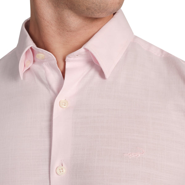 Semi-Casual Slim Fit Shirt with Cutaway Collar-Pink Lady