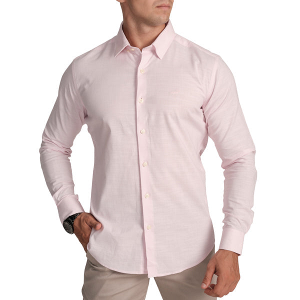 Semi-Casual Slim Fit Shirt with Cutaway Collar-Pink Lady