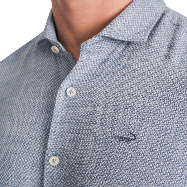 Semi-Casual Full Sleeve Sports Fit Shirt with Cutaway Collar-  Dark Blue