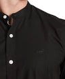 Semi-Casual Half Sleeve Sport Fit Shirt with Mandarin Collar-Black Inck