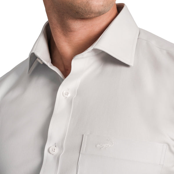 Slim Fit Full Sleeve Formal Shirt with American Placket-Ash