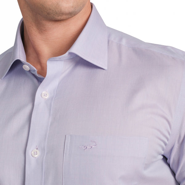 Slim Fit Full Sleeve Formal Shirt with American Placket-Lavender