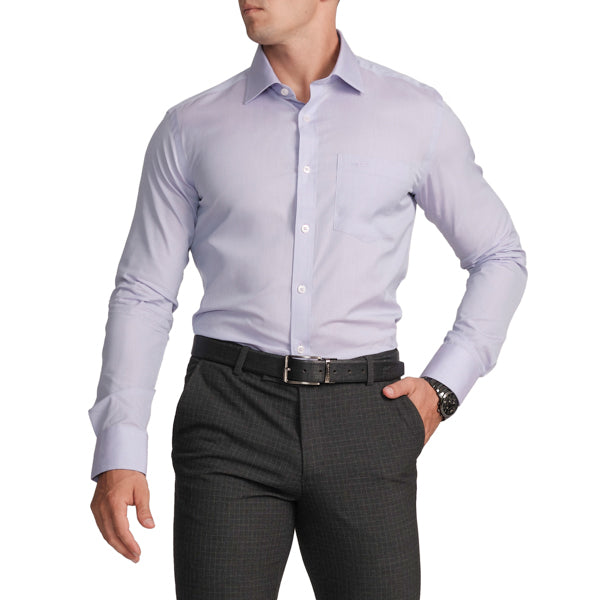 Slim Fit Full Sleeve Formal Shirt with American Placket-Lavender