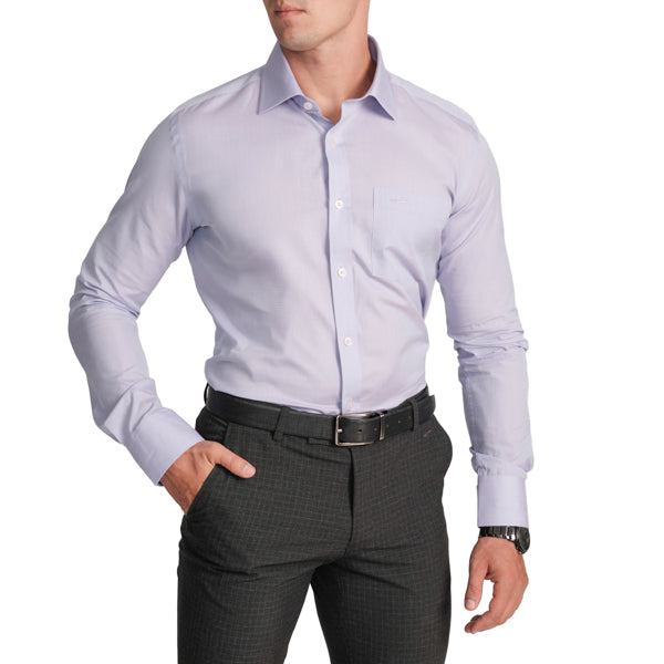 Slim Fit Full Sleeve Formal Shirt with American Placket-Lavender