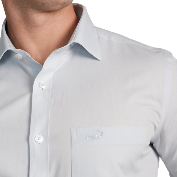 Slim Fit Short Sleeve Formal Shirt with American Placket-Powder