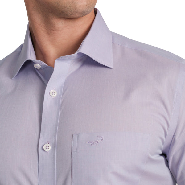 Slim Fit Short Sleeve Formal Shirt with American Placket-Lavender