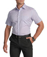 Slim Fit Short Sleeve Formal Shirt with American Placket-Lavender