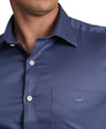 Slim Fit Short Sleeve Formal Shirt with American Placket-Blue Yonder