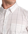 Slim Fit Half Sleeve Button-down collar Semi-Casual Check Shirt-Charcoal