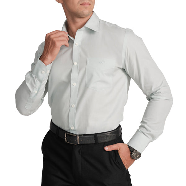 Slim Fit Full Sleeve Formal Core Shirt with American Placket- Mist Green