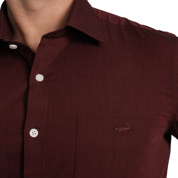 Slim Fit Full Sleeve Formal Core Shirt -Garnet