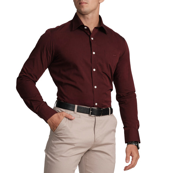 Slim Fit Full Sleeve Formal Core Shirt -Garnet