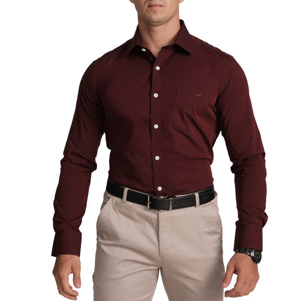 Slim Fit Full Sleeve Formal Core Shirt -Garnet