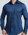 Crocodile Mens Slim Fit FS Formal Seasonal Shirt Blue - Estate Blue