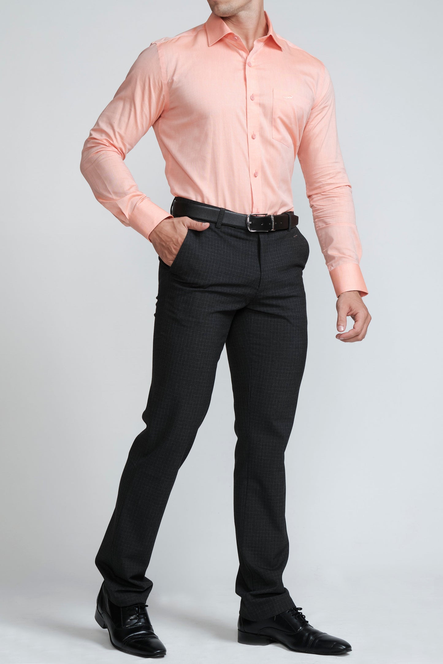 Crocodile Mens Slim Fit Formal Seasonal FS Shirt Peach Pearl