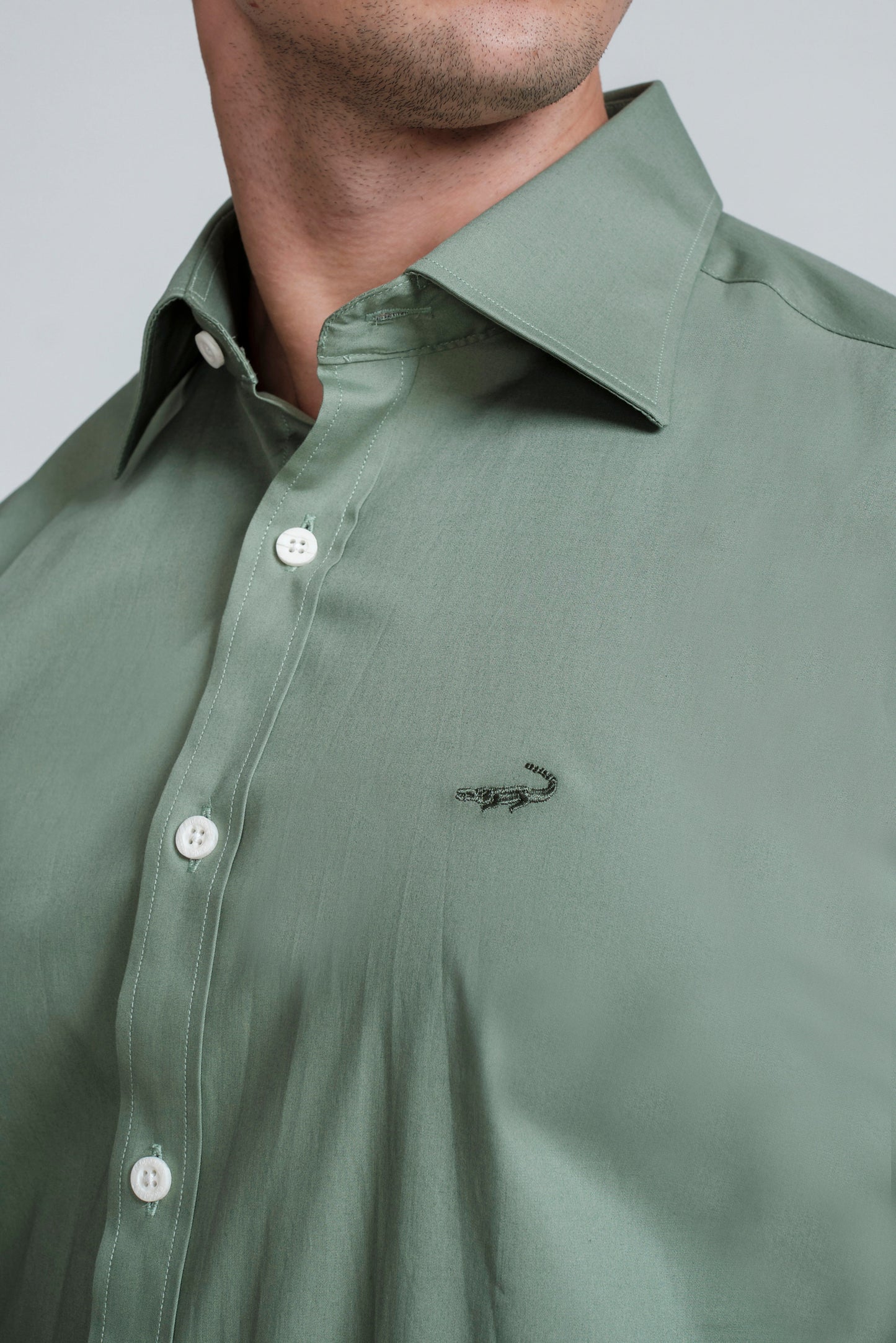 Crocodile Mens Slim FS Evening Shirt Green - Mineral Green