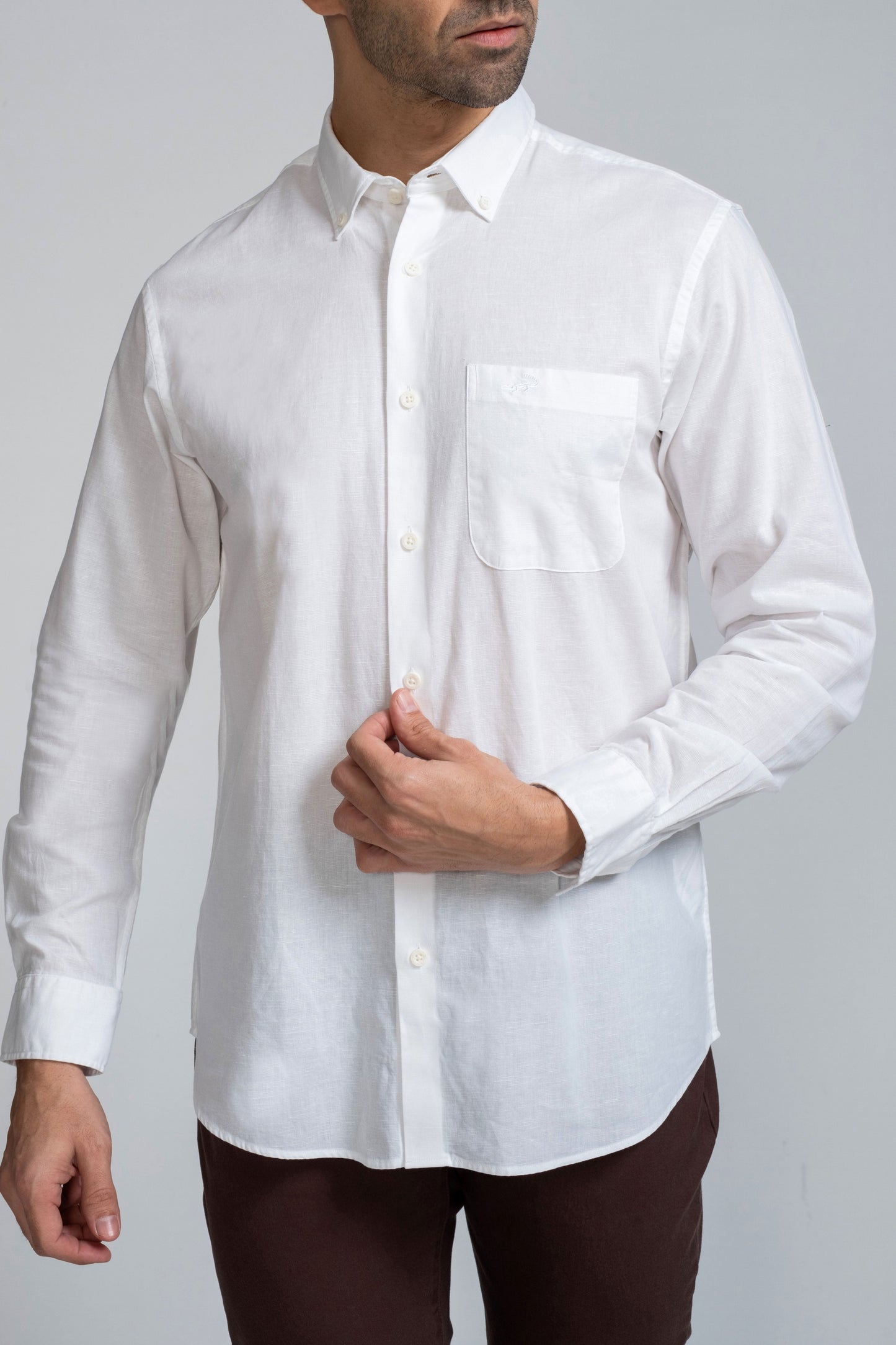 Crocodile Semi Casual Regular Fit Fs Shirt White-Vapous Gray