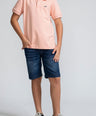 Crocodile Kids Supima Polo T Shirt Peach Fuzz