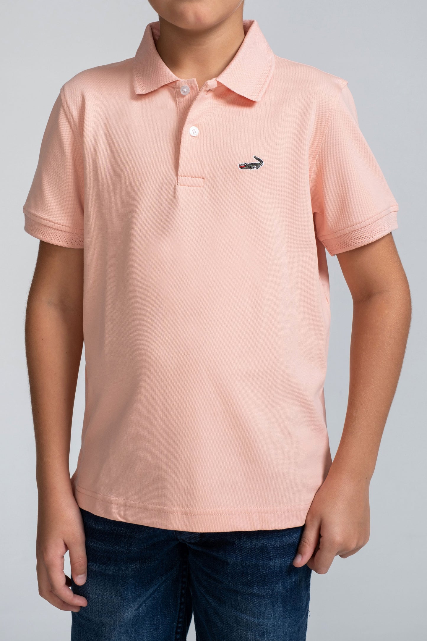 Crocodile Kids Supima Polo T Shirt Peach Fuzz