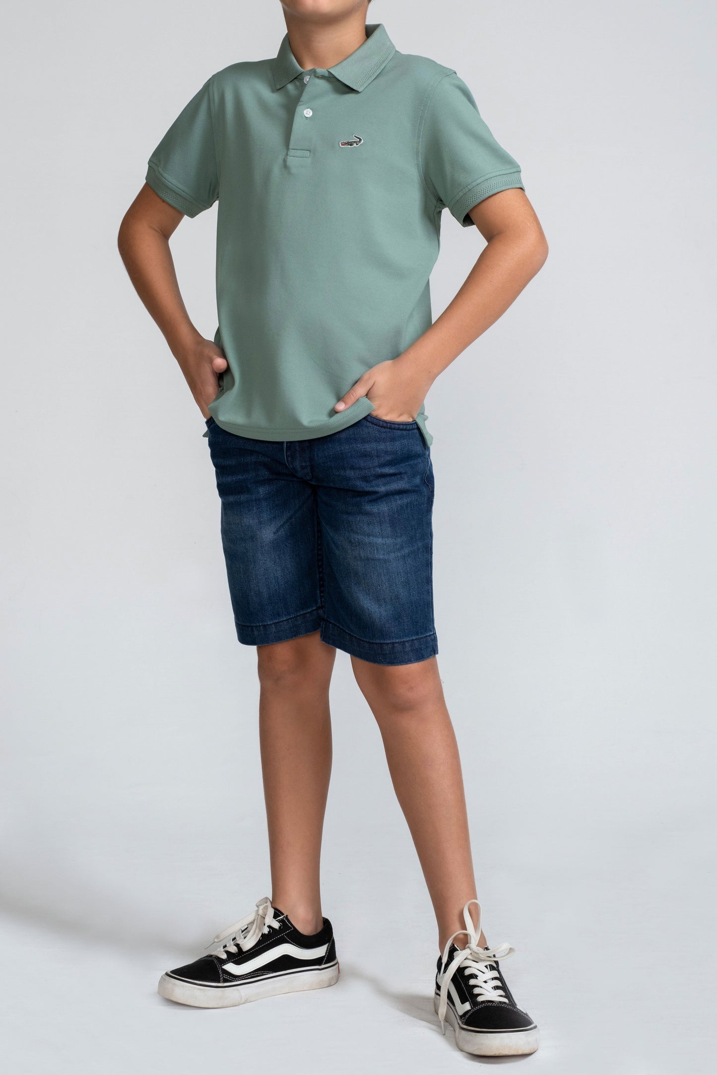 Crocodile Kids Supima Polo T Shirt Pine