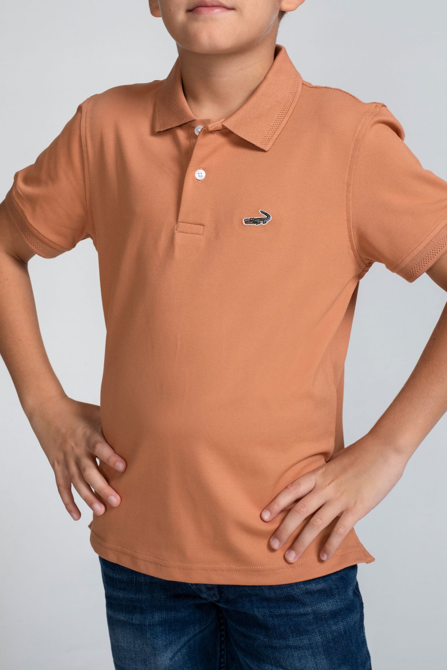 Crocodile Kids Supima Polo T Shirt Brown - Pecan Brown