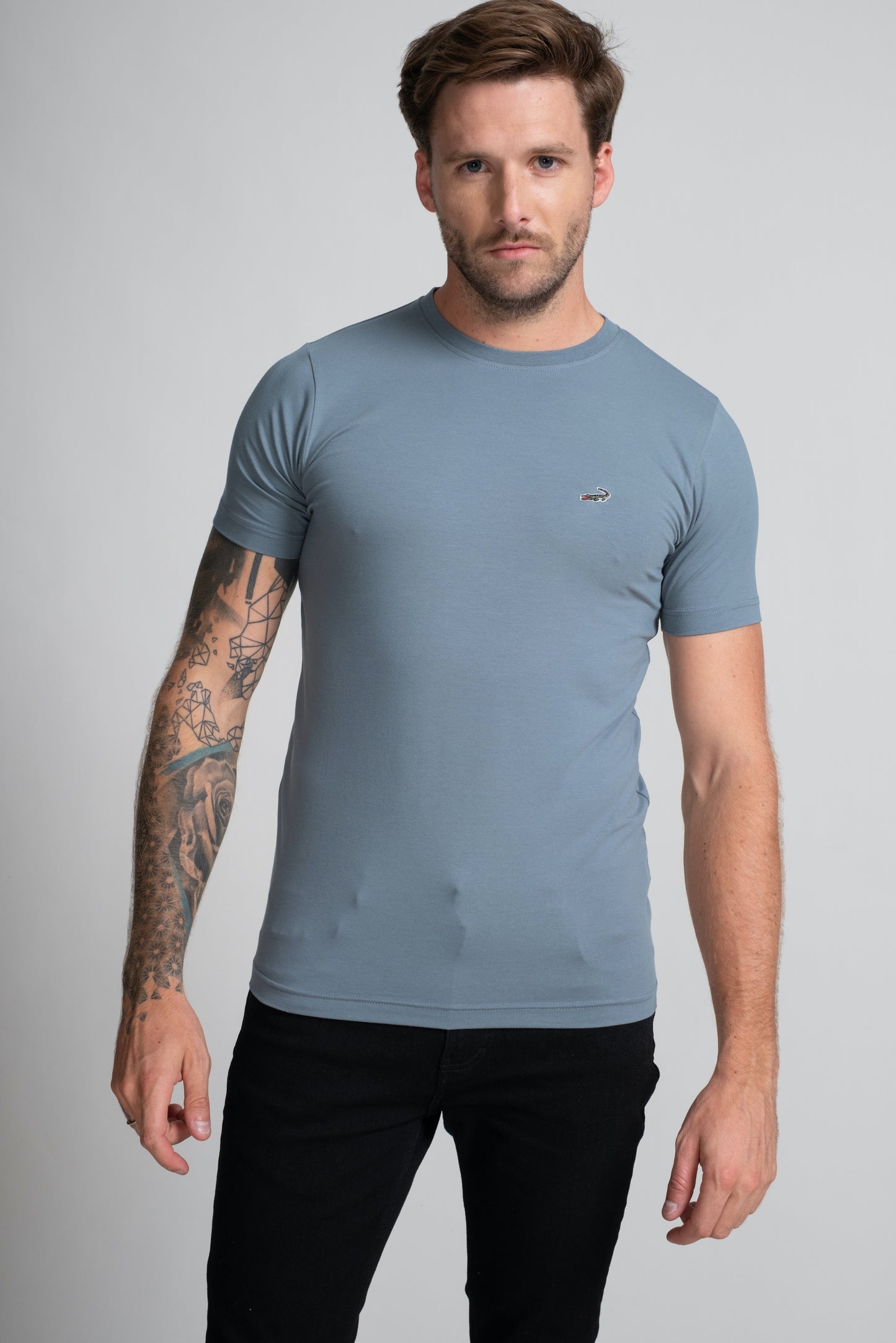 Action Fit Short sleeves-CasualCrew Neck - Blue Heaven