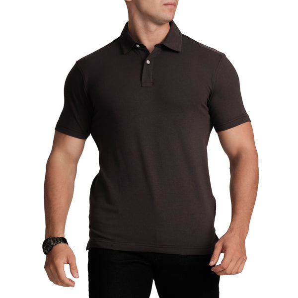 Slim Fit Polo T-Shirt-SHIRT-Charcoal