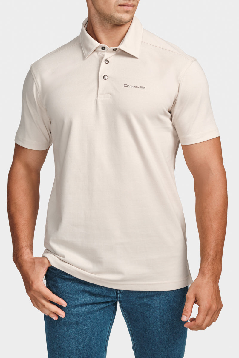 Slim Fit - Polo - T Shirt Blue - Brown - Doeskin