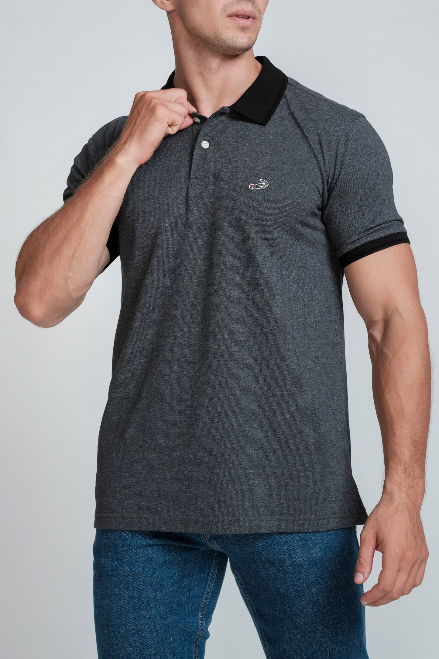 Crocodile Slim Fit Polo T Shirt Black Inck