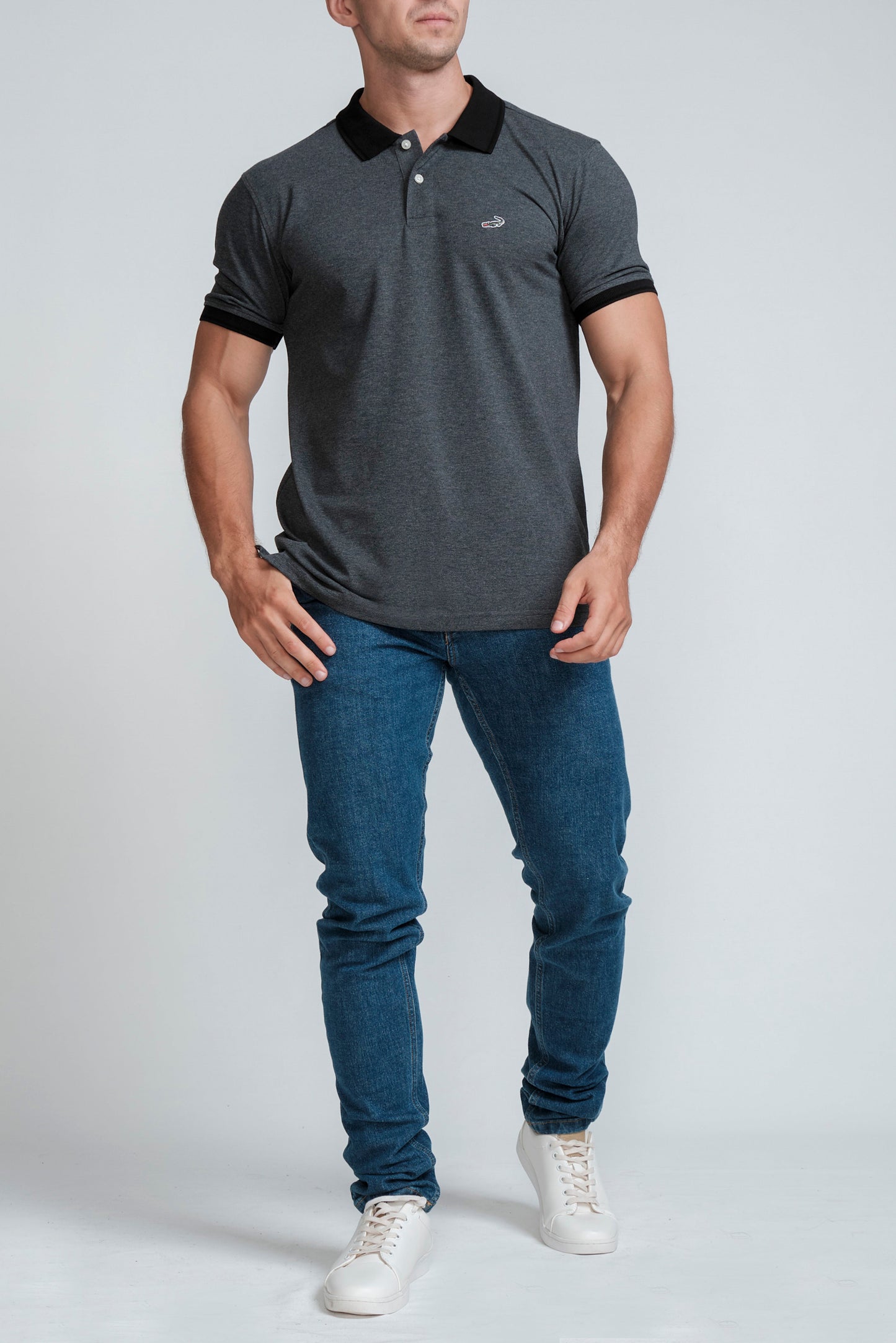 Crocodile Slim Fit Polo T Shirt Black Inck