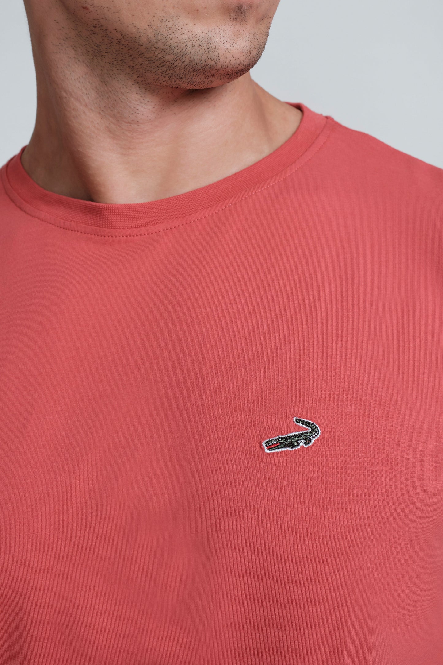 Crocodile Crew Neck T Shirt Red Clay