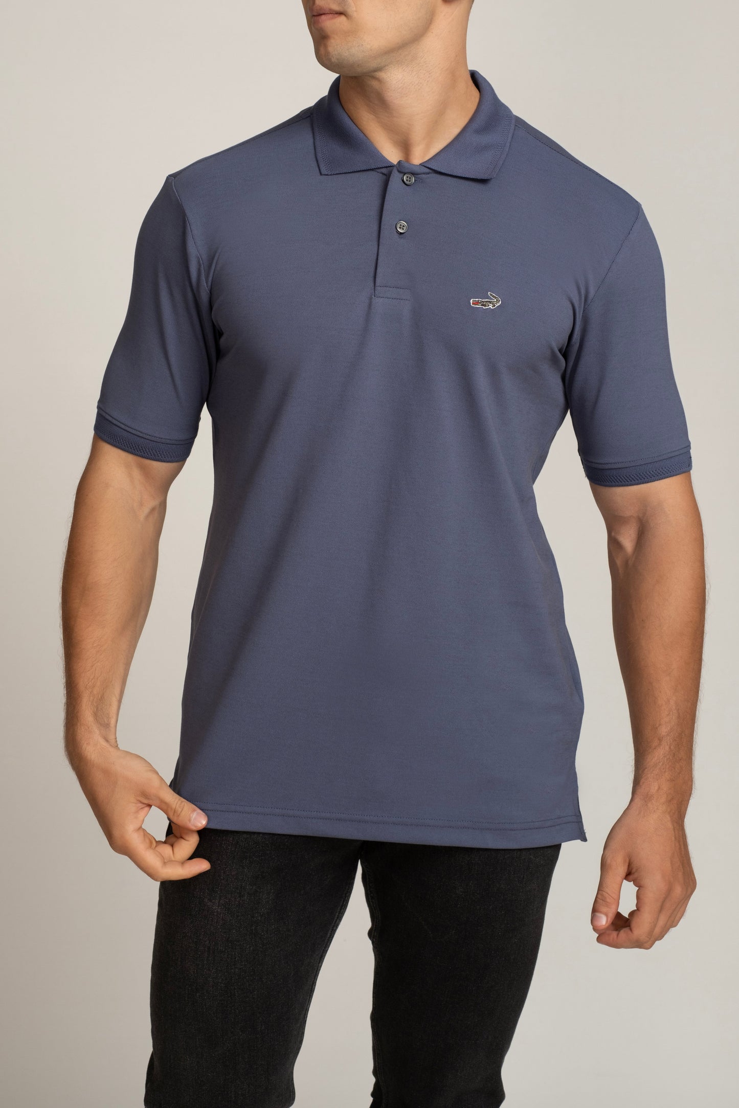 Crocodile Mens Supima Polo Slim Fit HS T-Shirt Blue - Dark Blue