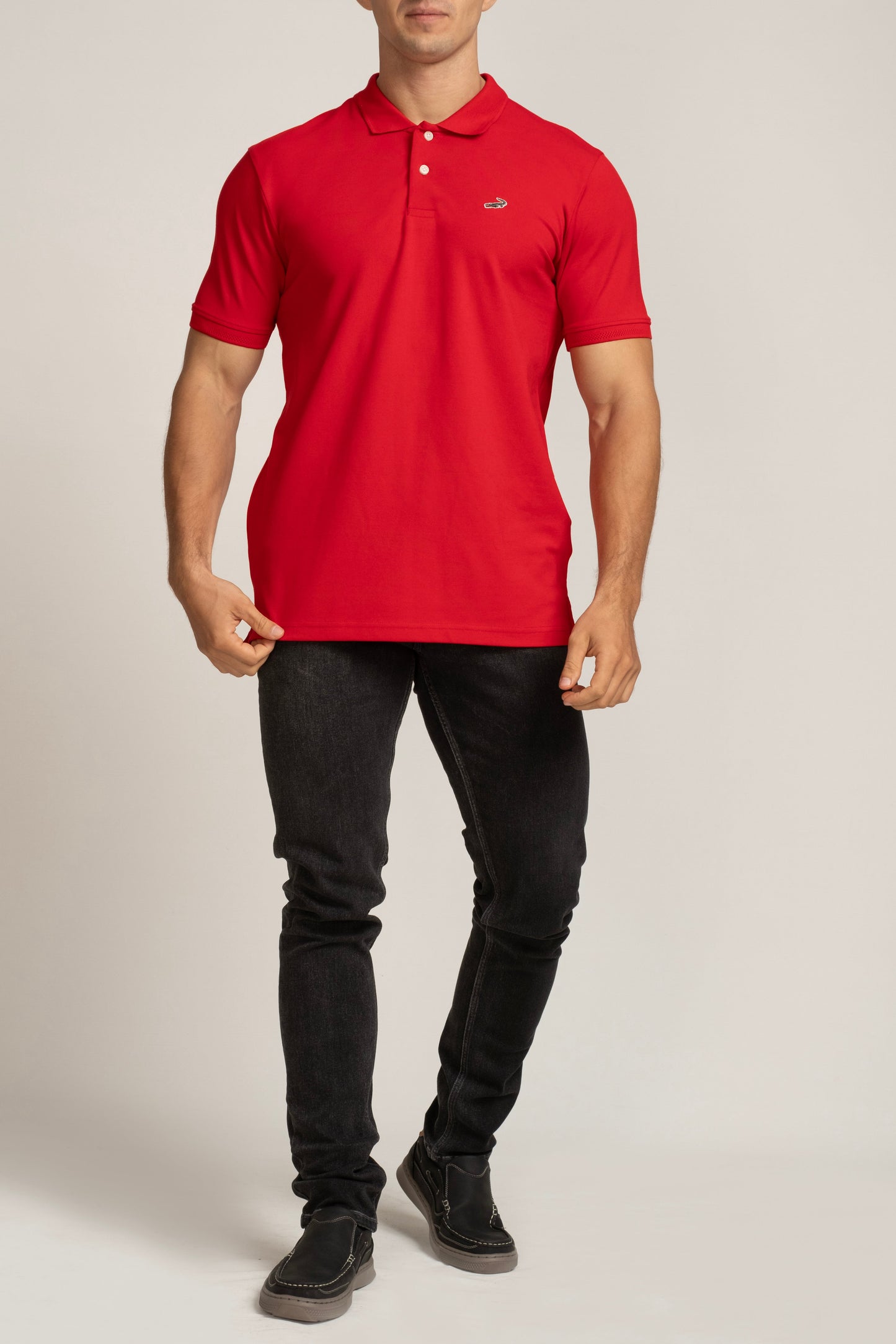 Crocodile Mens Supima Polo Slim Fit HS T-Shirt Tango Red