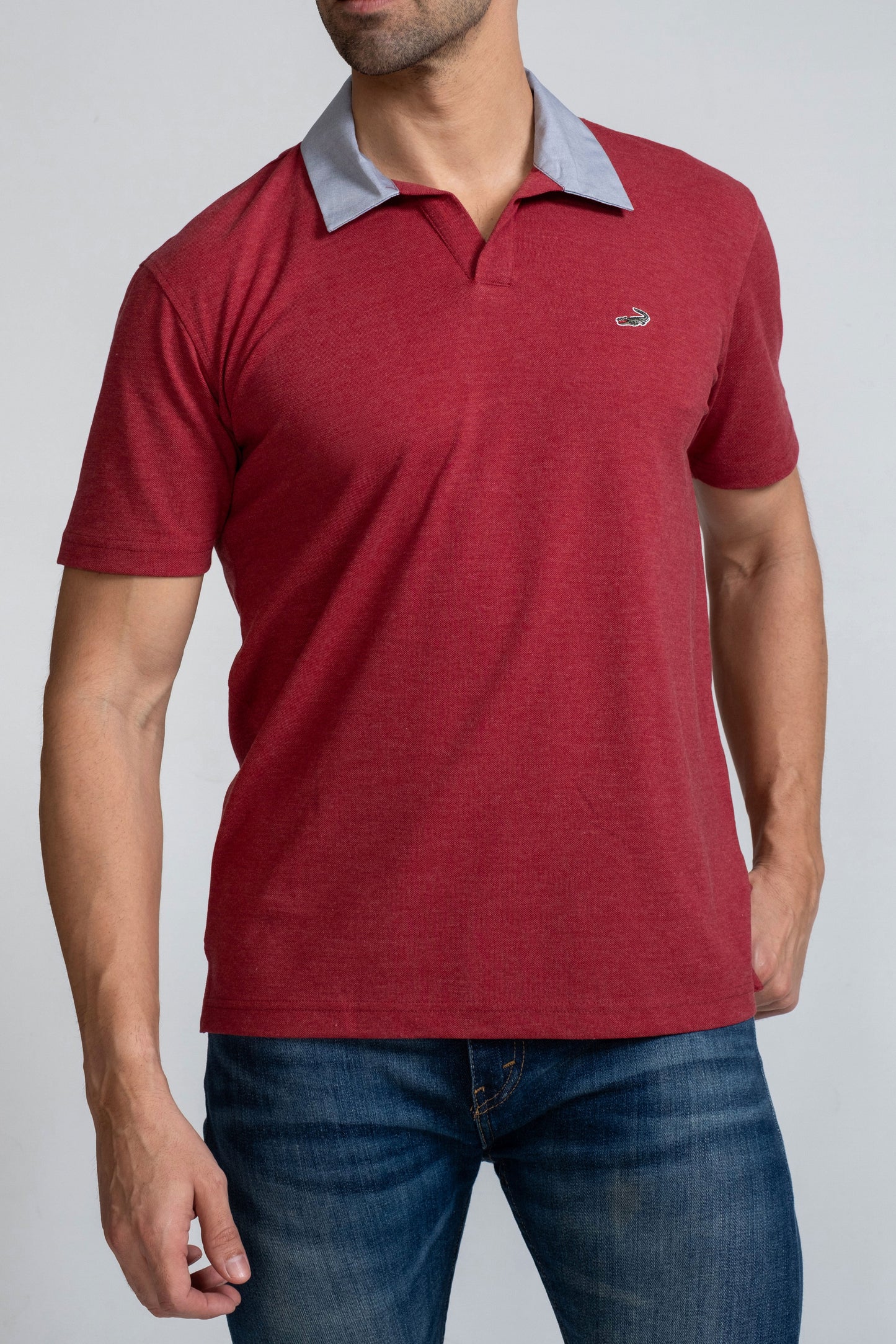 Crocodile Mens Slim Fit Polo T Shirt Biking Red