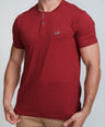 Crocodile Mens Slim Fit Henley T Shirt Ruby Wine