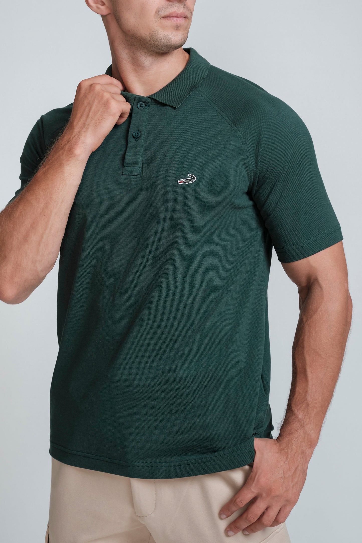 Crocodile Mens Slim Fit Polo T Shirt Green - Green Gables