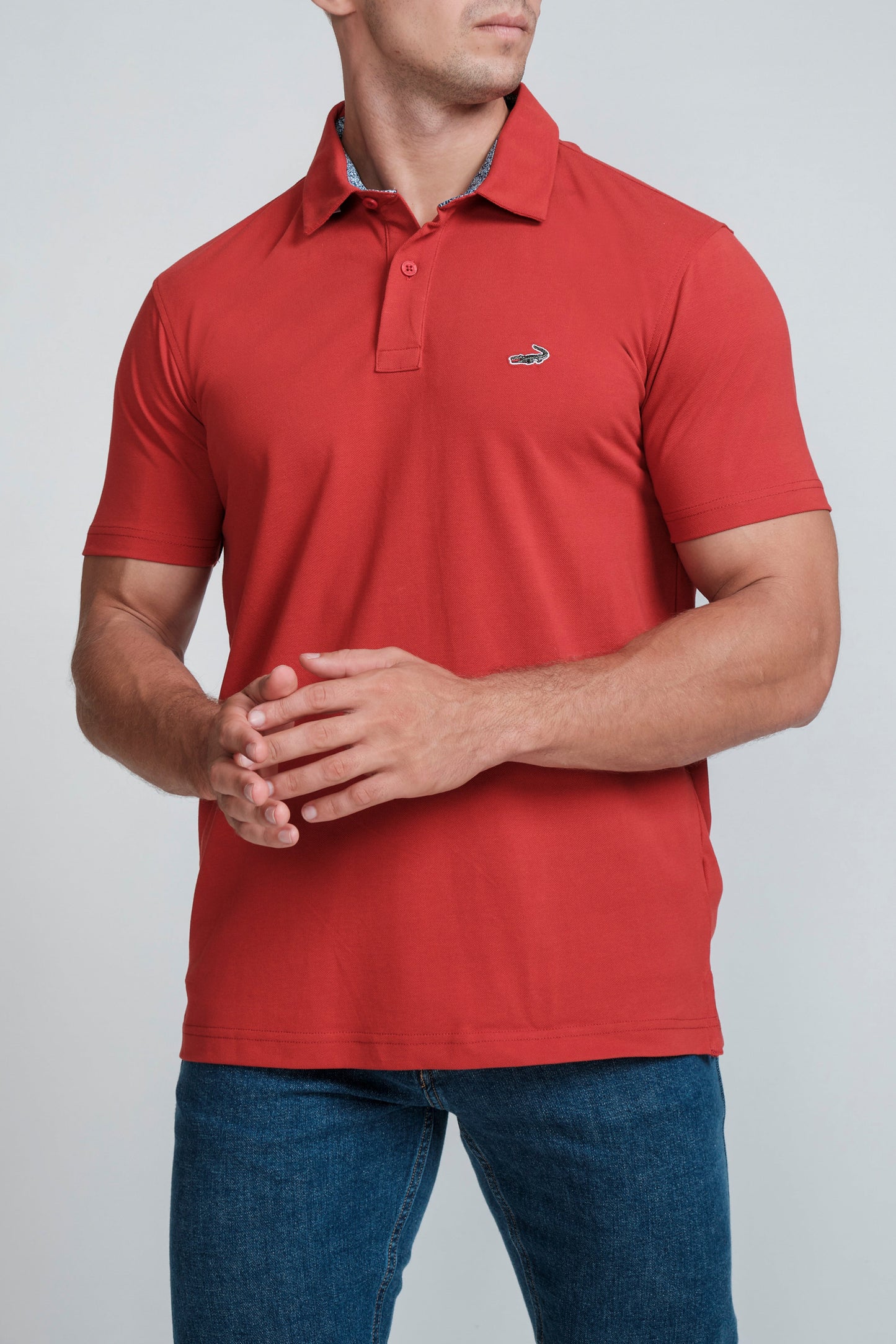 Crocodile Mens Polo T Shirt Oxblood Red