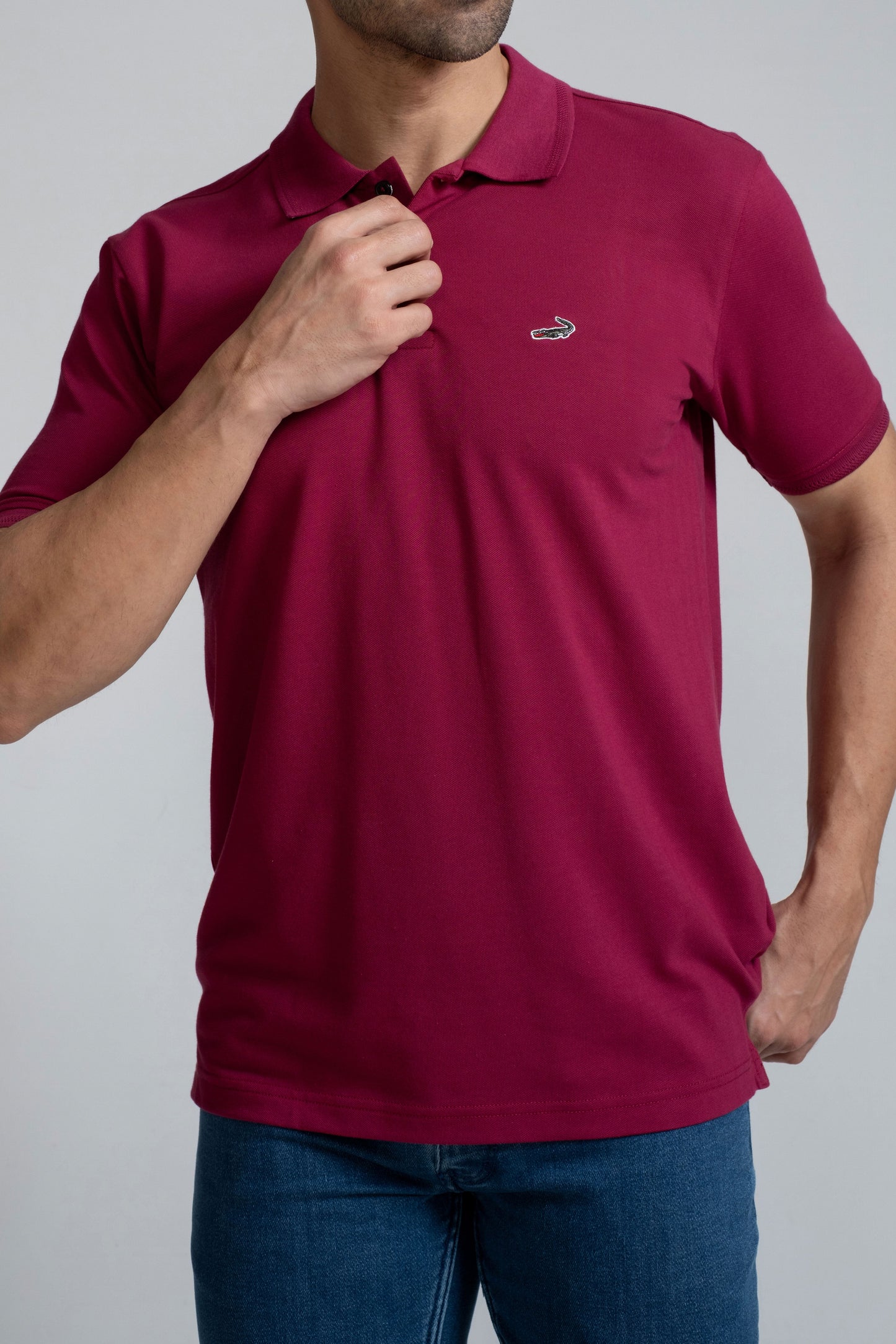 Crocodile Regular Fit Hs Pima Polo T Shirt Raspberry Wine