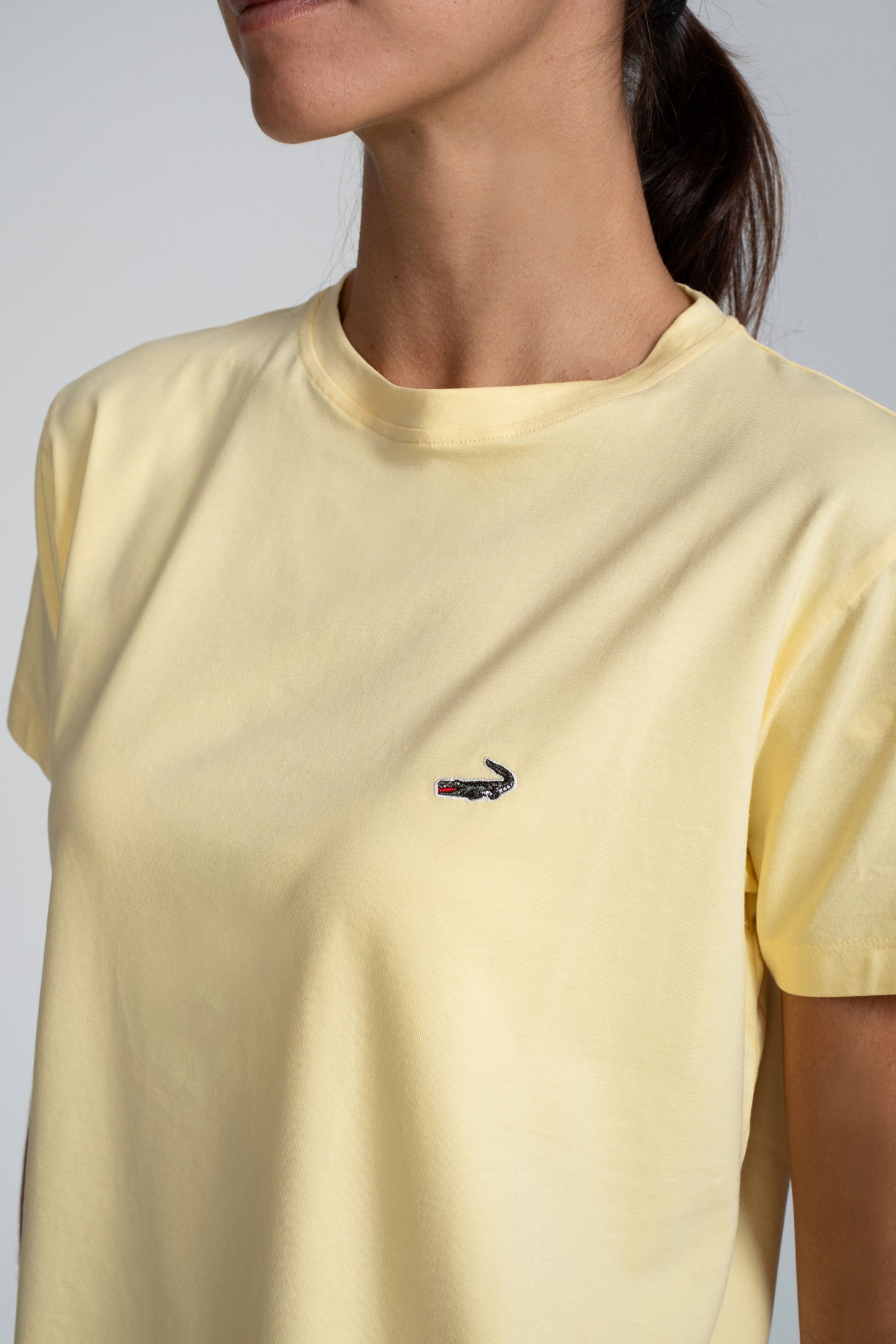 Crocodile Ladies Crew Neck T Shirt Yellow - Blazing Yellow