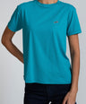 Crocodile Ladies Crew Neck T Shirt Blue - Lake Blue