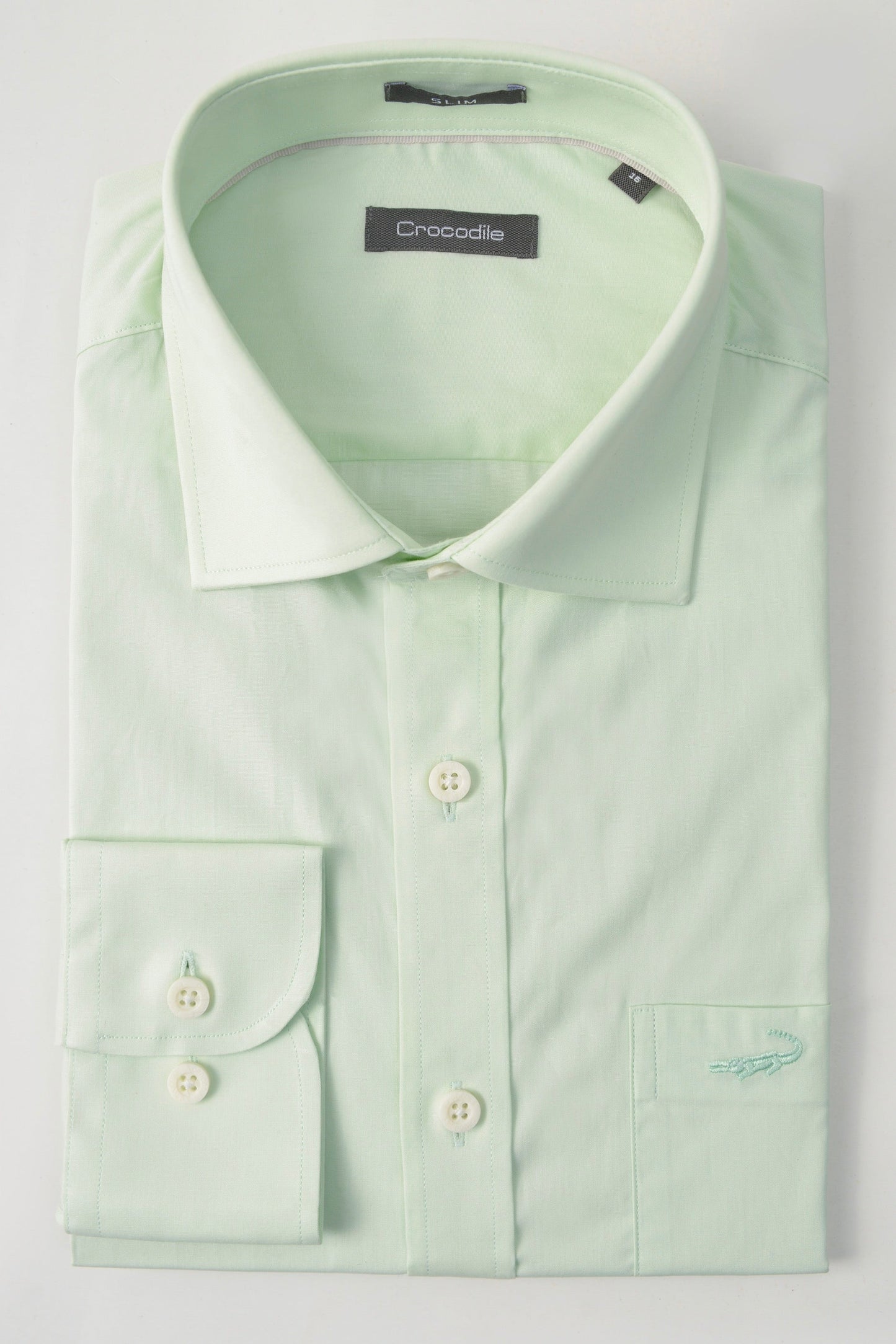 Crocodile Mens Slim Fit FS Formal Seasonal Shirt Green - Pastel Green