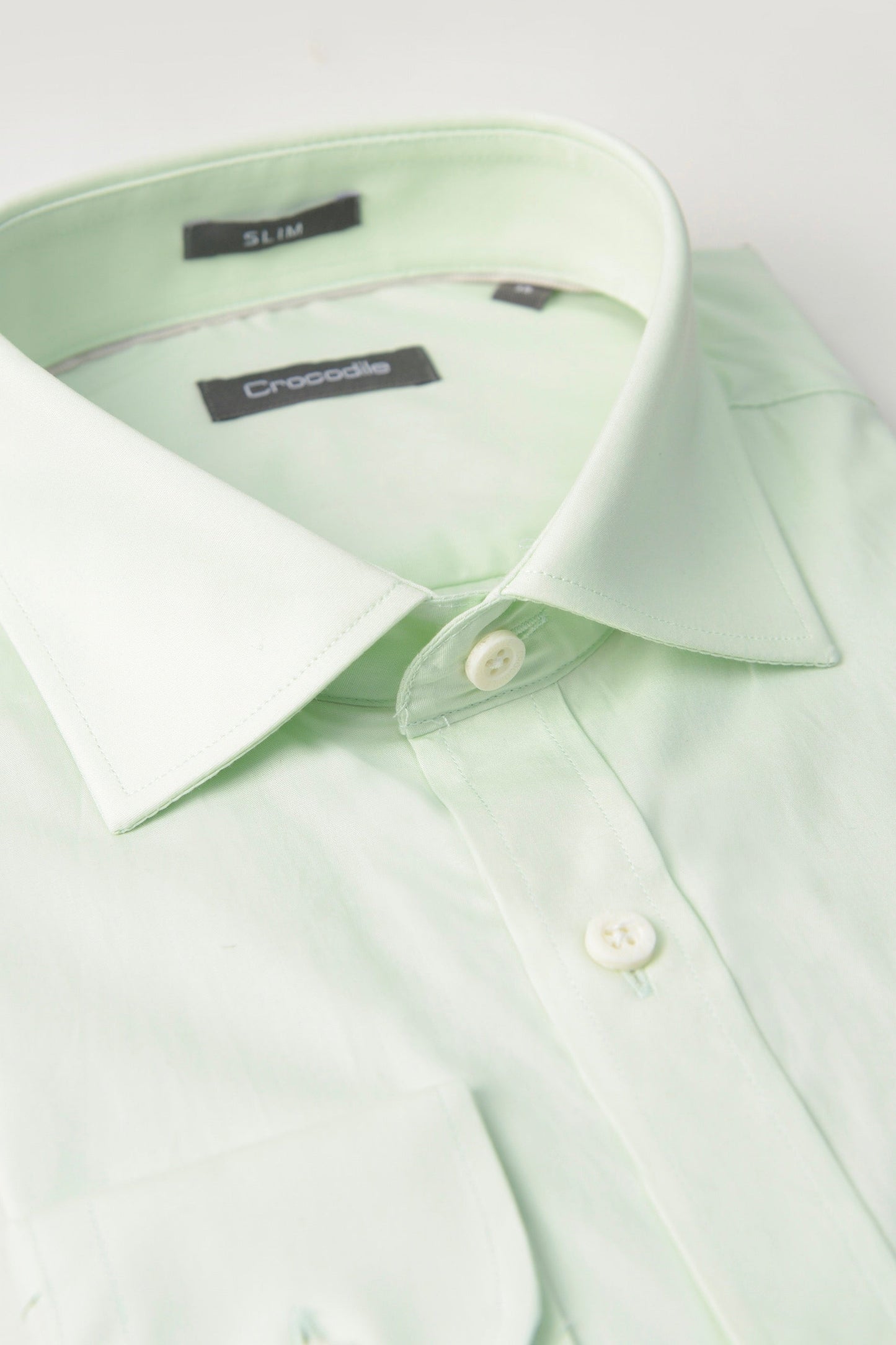 Crocodile Mens Slim Fit FS Formal Seasonal Shirt Green - Pastel Green