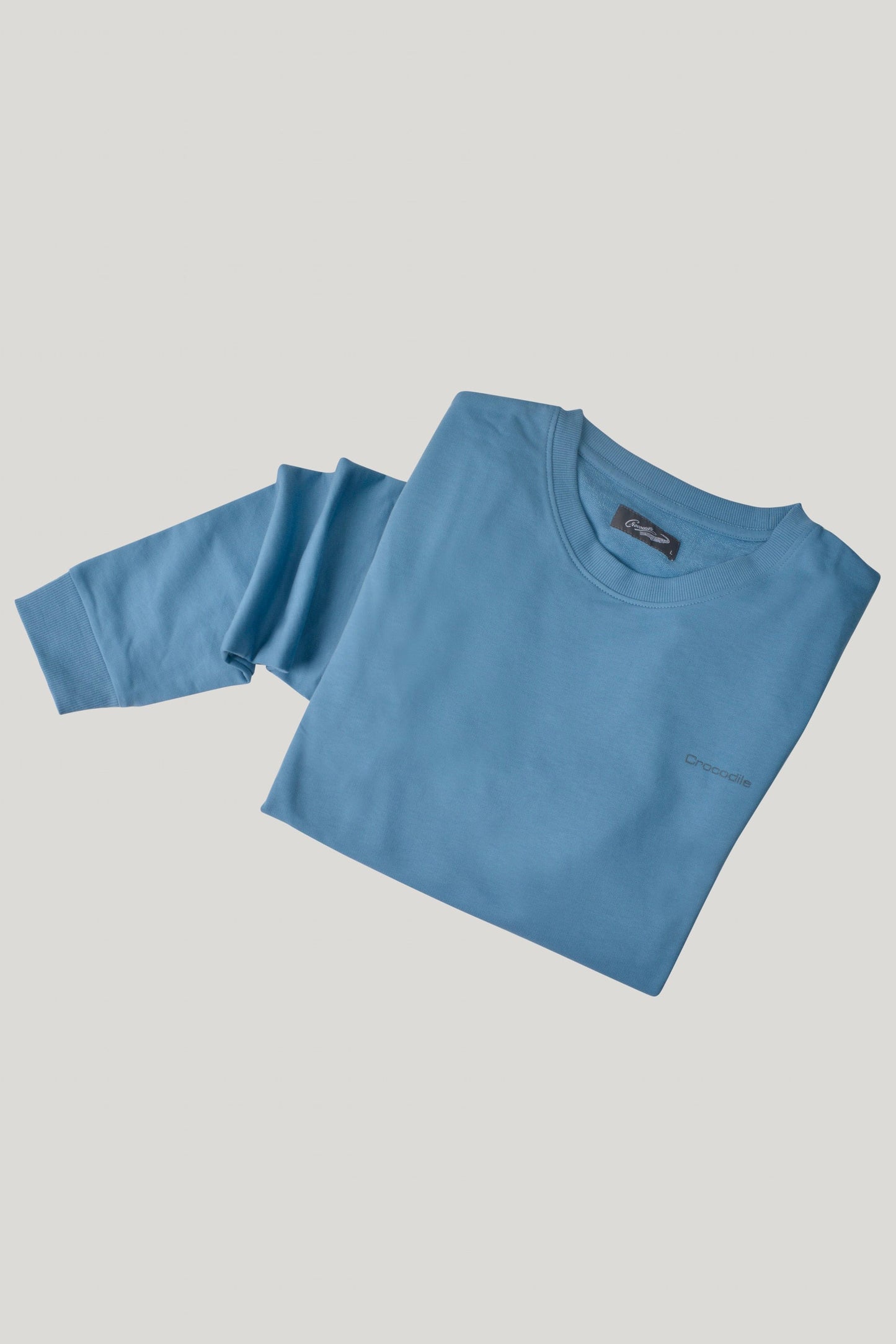 Crocodile Crew Neck Classic Sweater Storm Blue