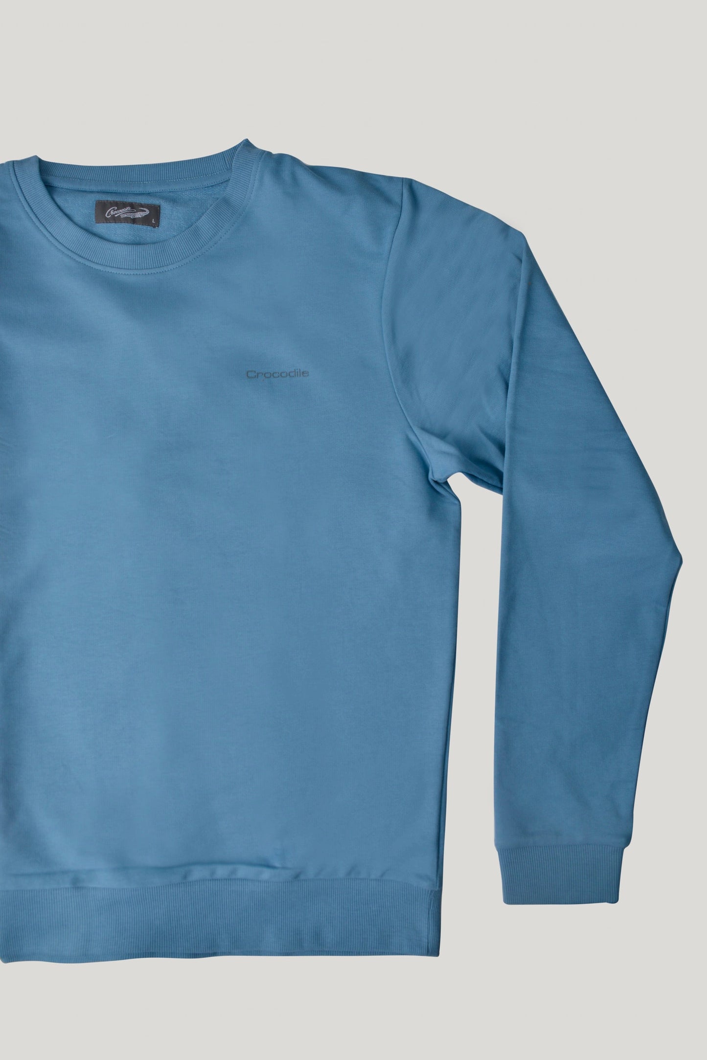 Crocodile Crew Neck Classic Sweater Storm Blue